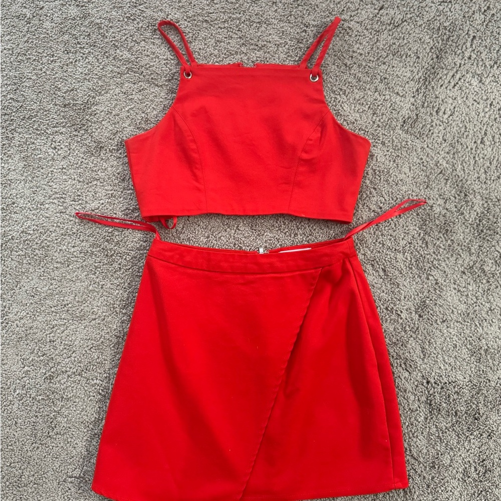 Red Women's Skirt Set